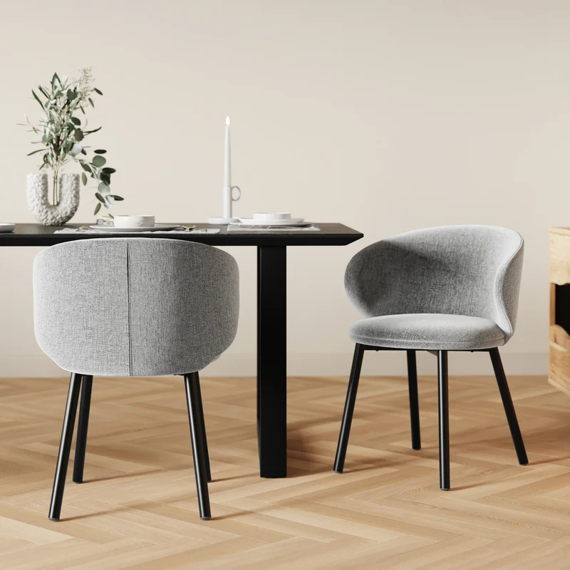 Chaise Cécilia en tissu gris foncé (lot de 2)