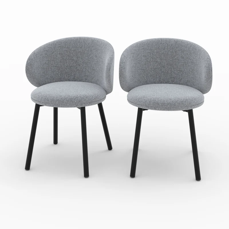 Chaise Cécilia en tissu gris foncé (lot de 2)