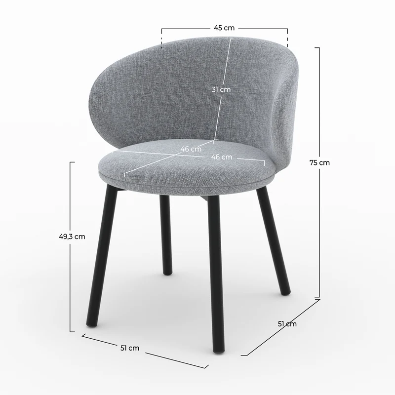 Chaise Cécilia en tissu gris foncé (lot de 2)