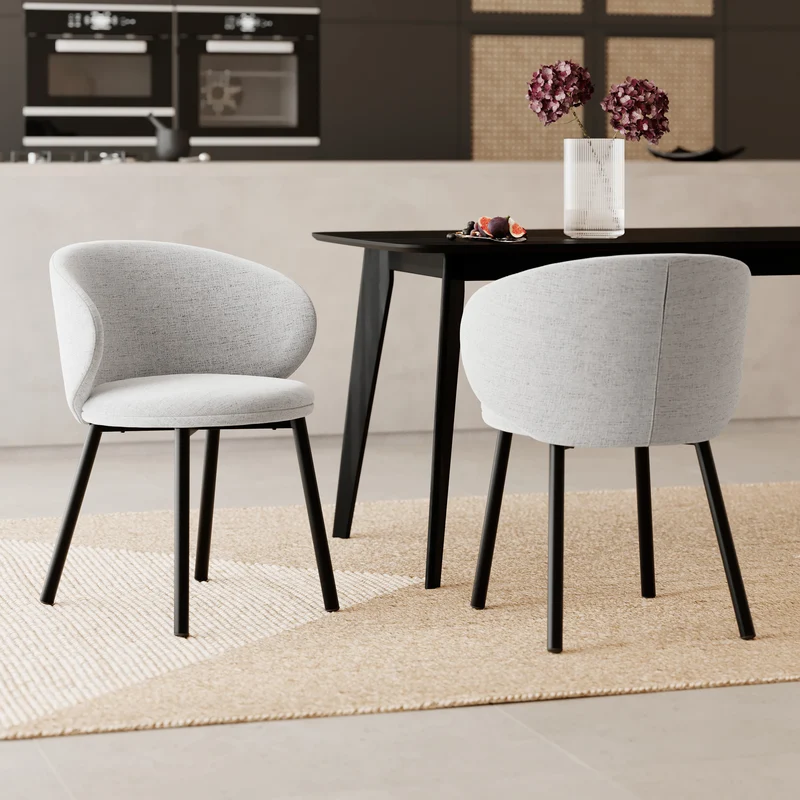 Chaise Cécilia en tissu gris clair (lot de 2)