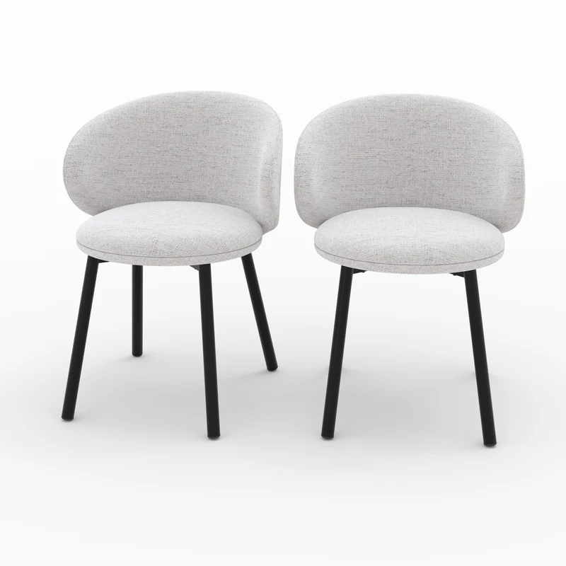 Chaise Cécilia en tissu gris clair (lot de 2)