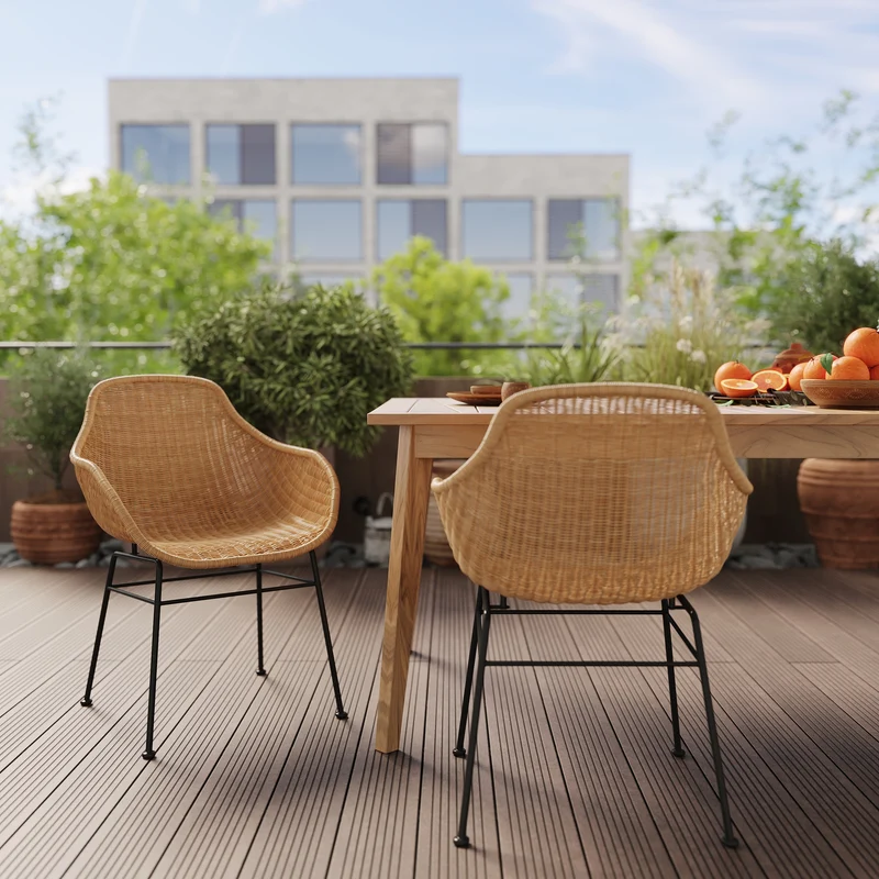 Chaise Carmela en résine tressée naturelle (lot de 2)