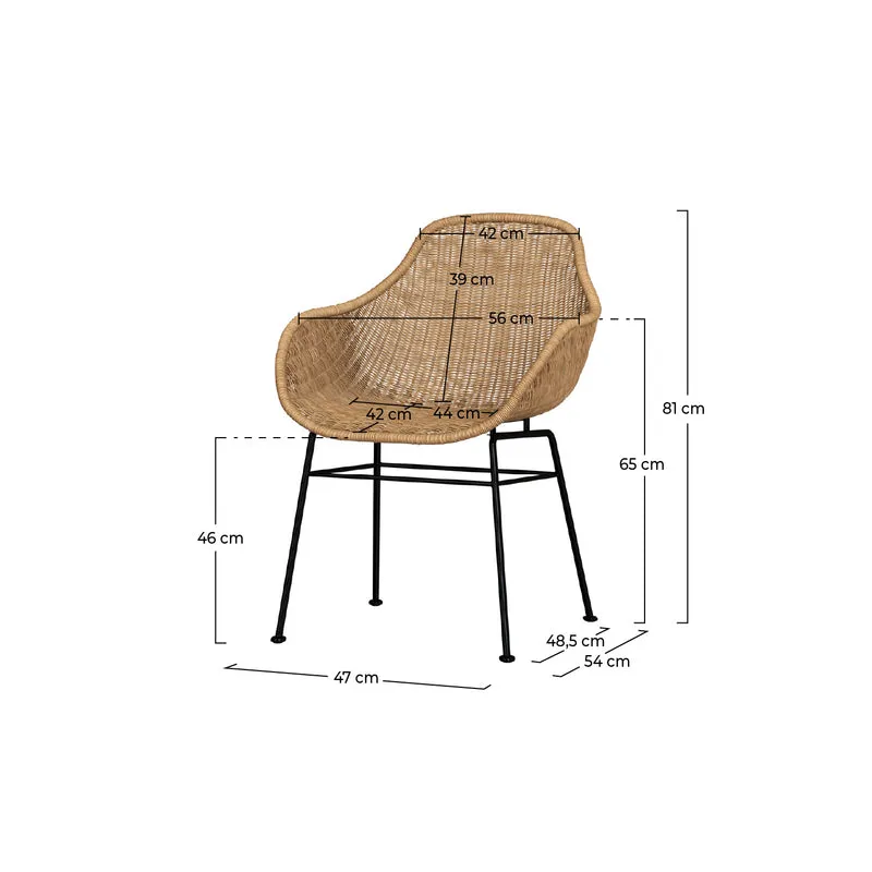 Chaise Carmela en résine tressée naturelle (lot de 2)