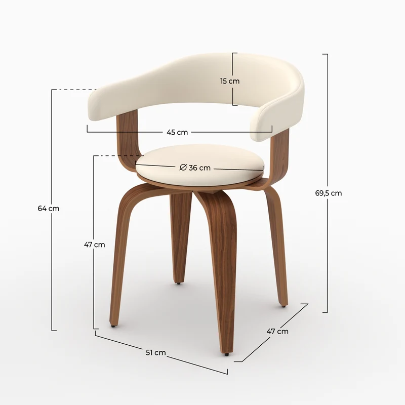 Chaise blanche Harold avec accoudoirs