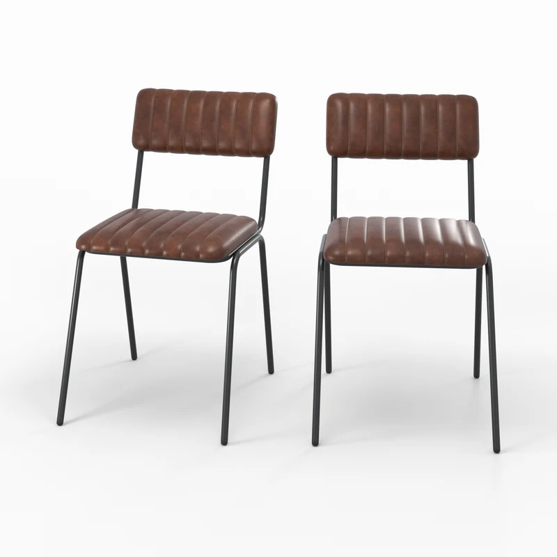Chaise Arsène en cuir de buffle marron (lot de 2)