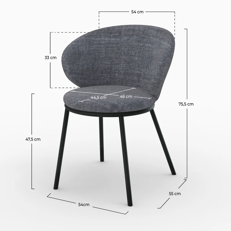 Chaise Angèle en tissu gris