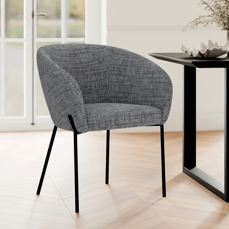 Chaise Andy en tissu gris chiné
