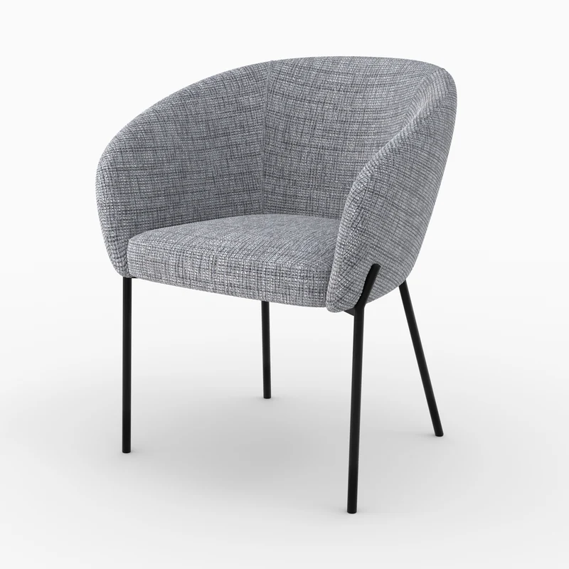 Chaise Andy en tissu gris chiné