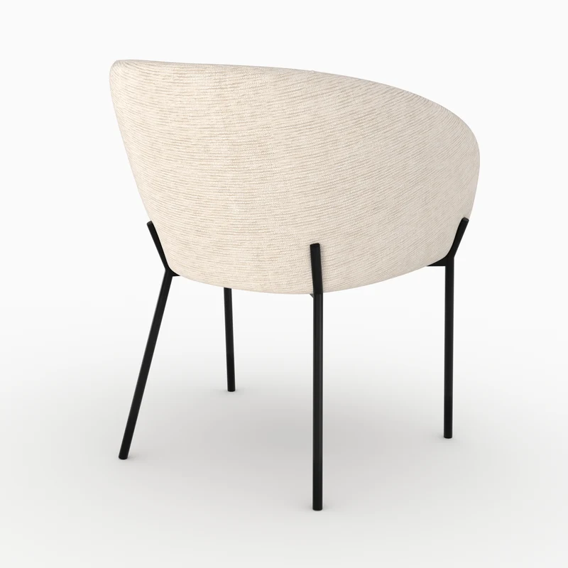 Chaise Andy en tissu blanc chiné