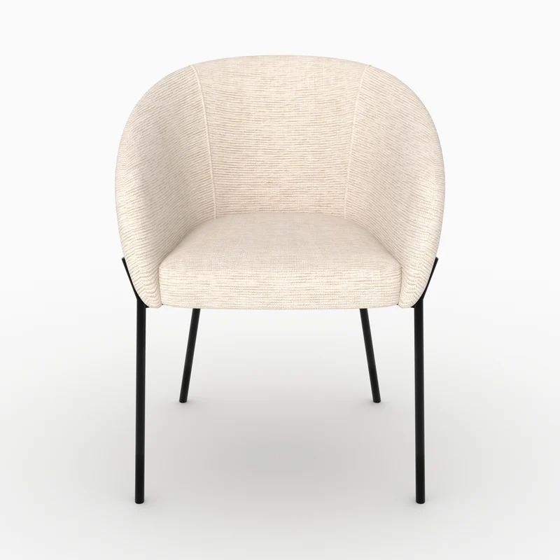Chaise Andy en tissu blanc chiné