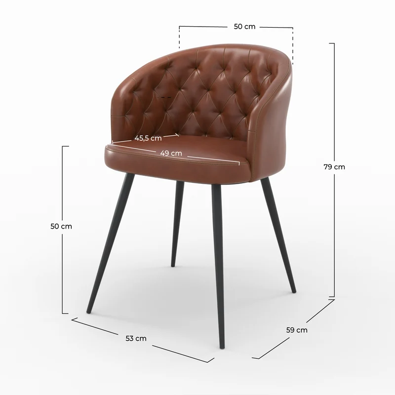 Chaise Anatole en cuir marron