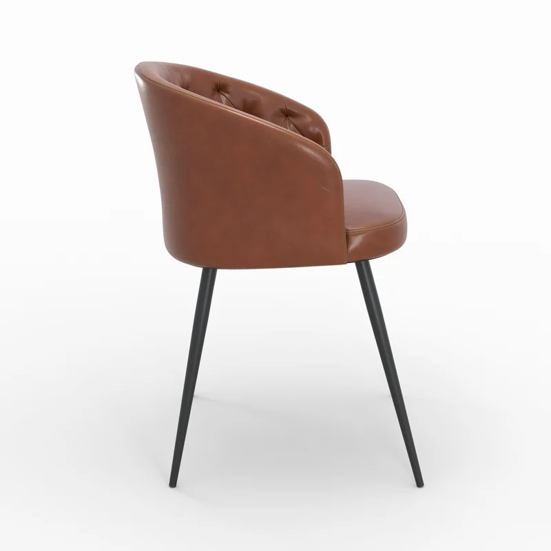 Chaise Anatole en cuir marron