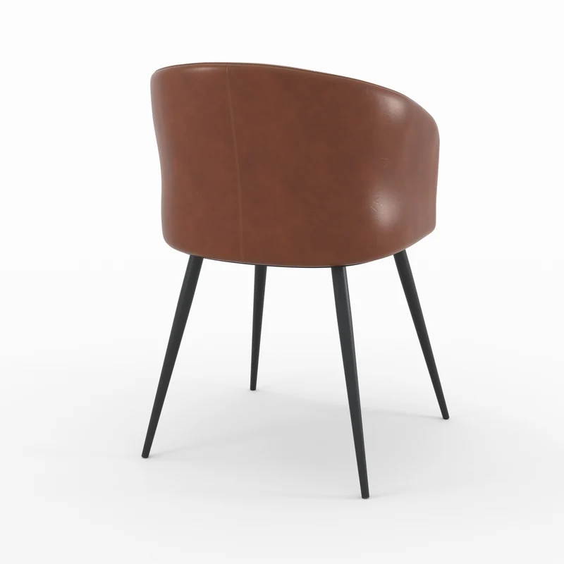 Chaise Anatole en cuir marron