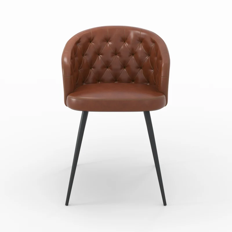 Chaise Anatole en cuir marron