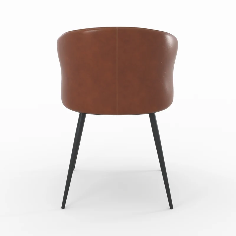 Chaise Anatole en cuir marron