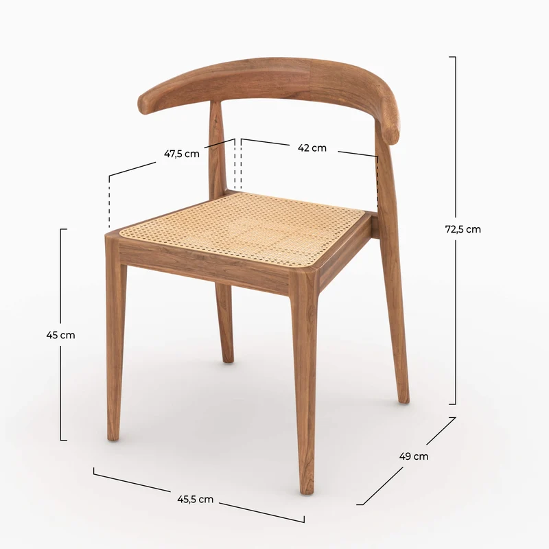 Chaise Alia en bois de teck et cannage en rotin (lot de 2)