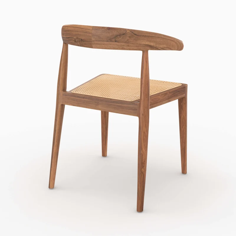 Chaise Alia en bois de teck et cannage en rotin (lot de 2)