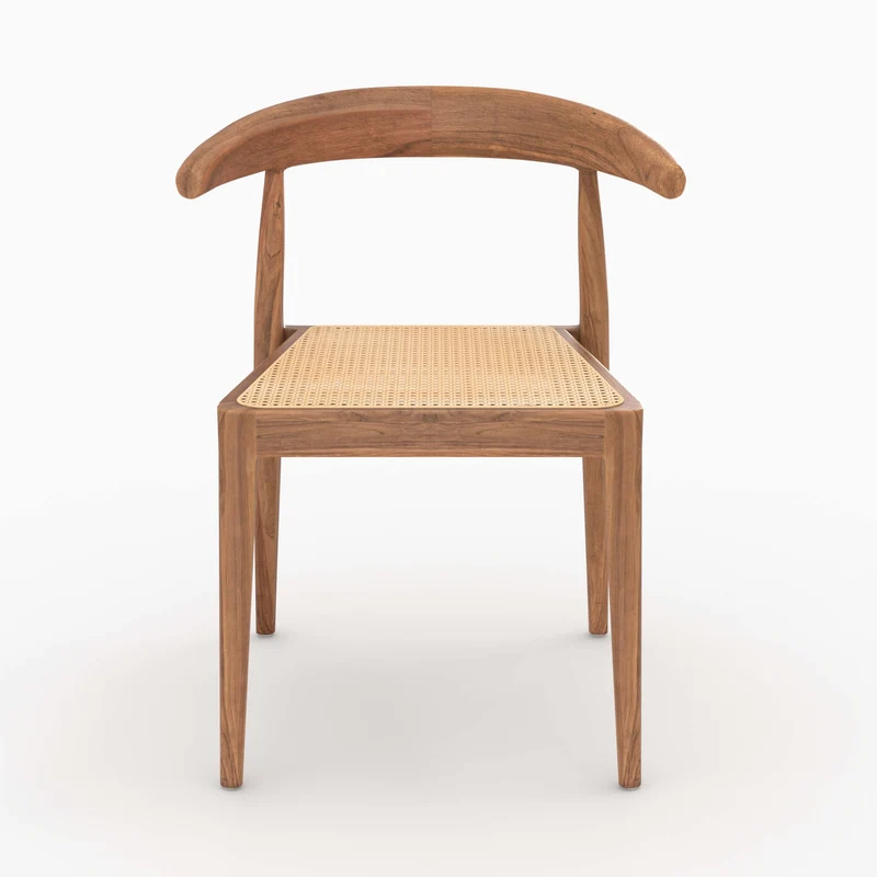 Chaise Alia en bois de teck et cannage en rotin (lot de 2)