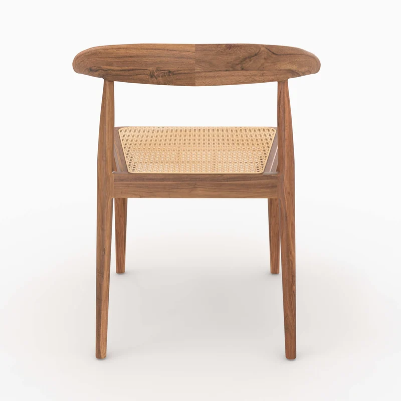 Chaise Alia en bois de teck et cannage en rotin (lot de 2)