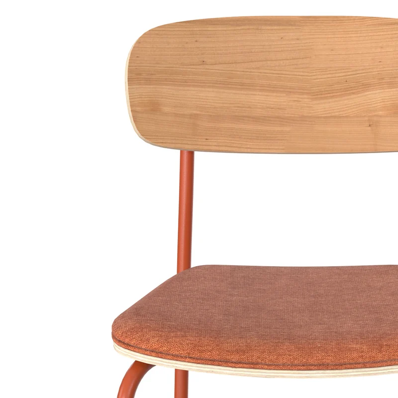 Chaise Alba en bois et tissu terracotta (lot de 2)