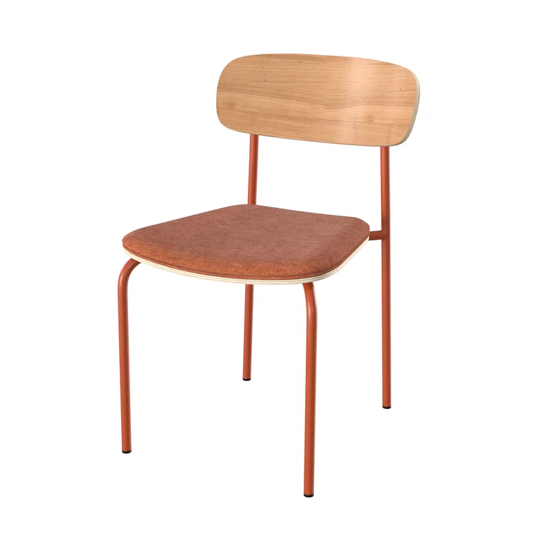 Chaise Alba en bois et tissu terracotta (lot de 2)