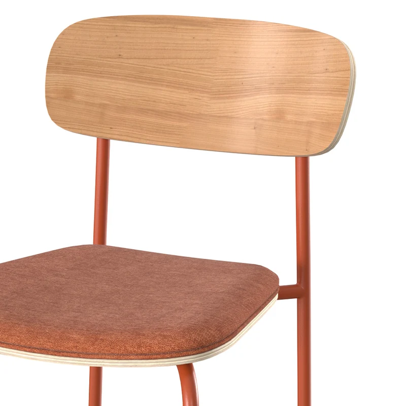 Chaise Alba en bois et tissu terracotta (lot de 2)