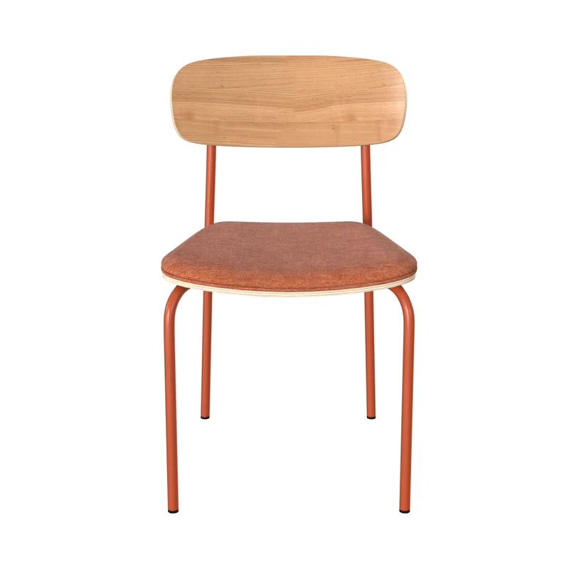 Chaise Alba en bois et tissu terracotta (lot de 2)