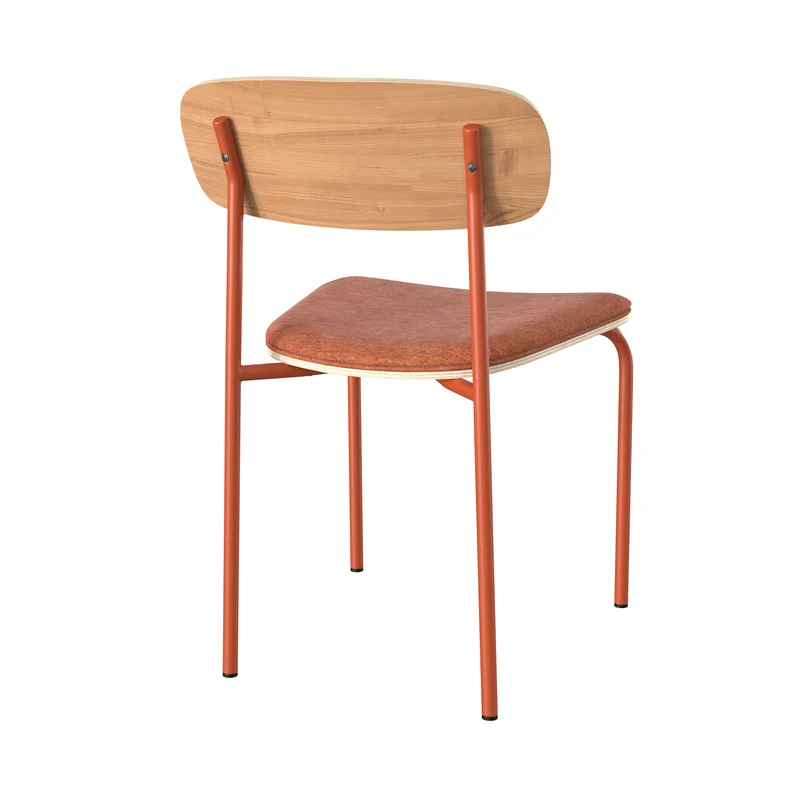 Chaise Alba en bois et tissu terracotta (lot de 2)