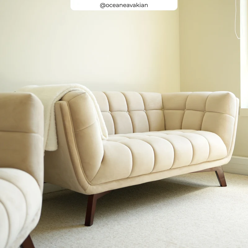 Canapé Mona 2 places en velours beige