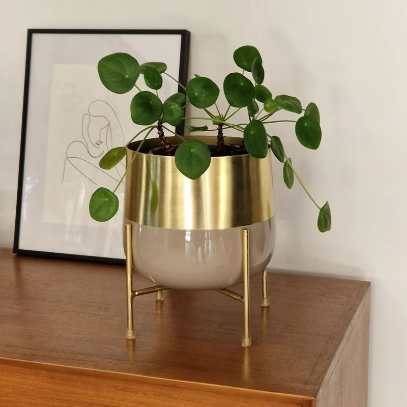 Cache-pot Moose en métal rose clair et doré