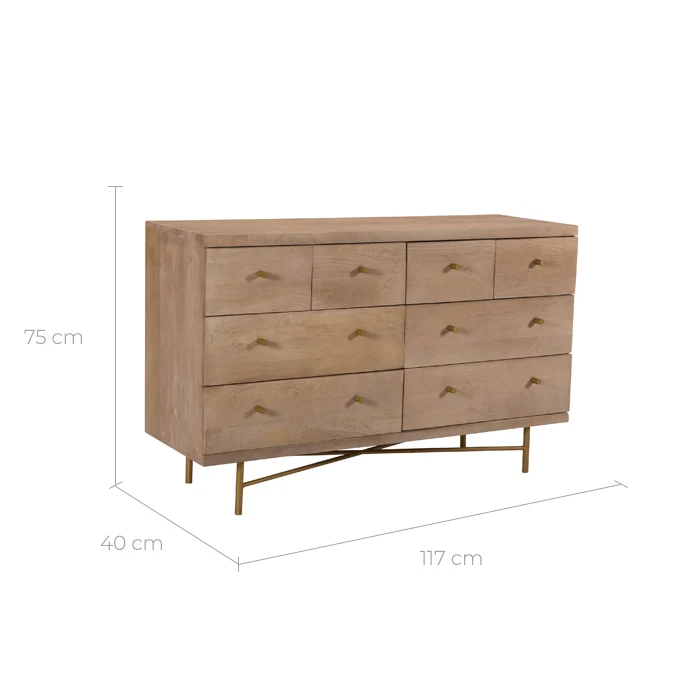 Commode Bran en bois 8 tiroirs
