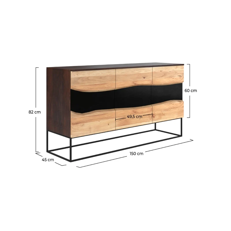 Buffet Alabama en bois et métal noir
