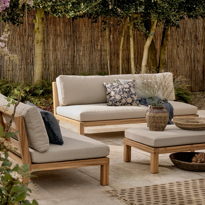 Relax tuin hocker/bijzettafel acacia hout naturel/zand