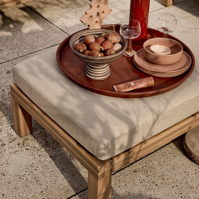 Relax tuin hocker/bijzettafel acacia hout naturel/zand
