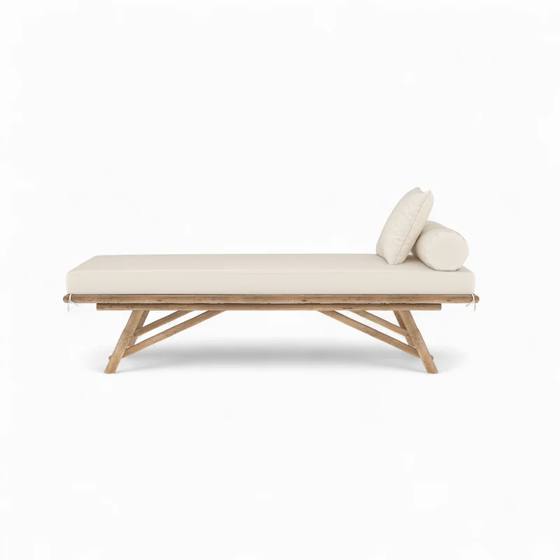 Banquette de jardin Vadella en bambou avec matelas