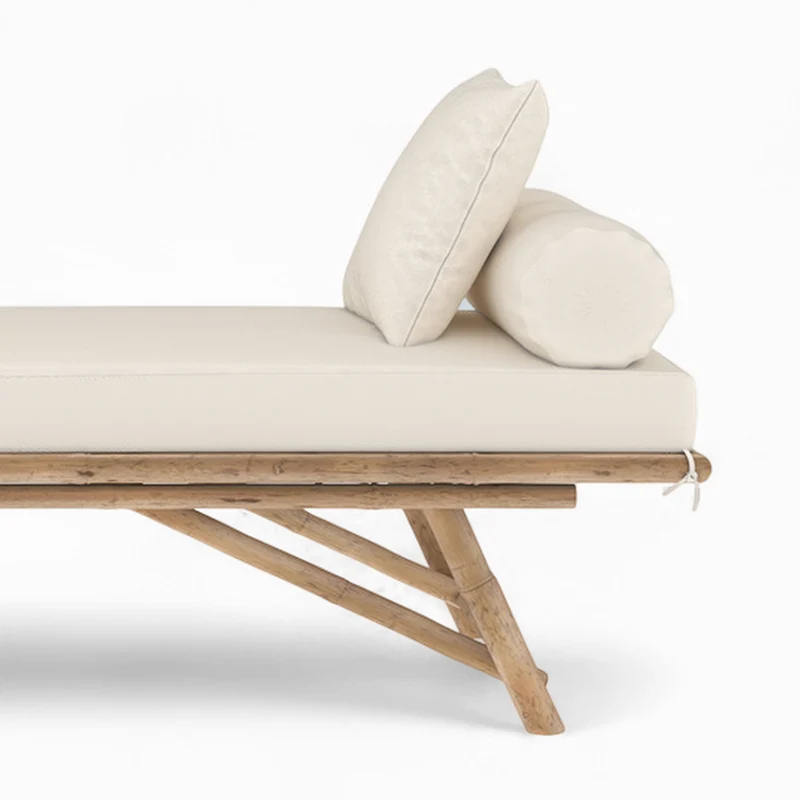 Banquette de jardin Vadella en bambou avec matelas