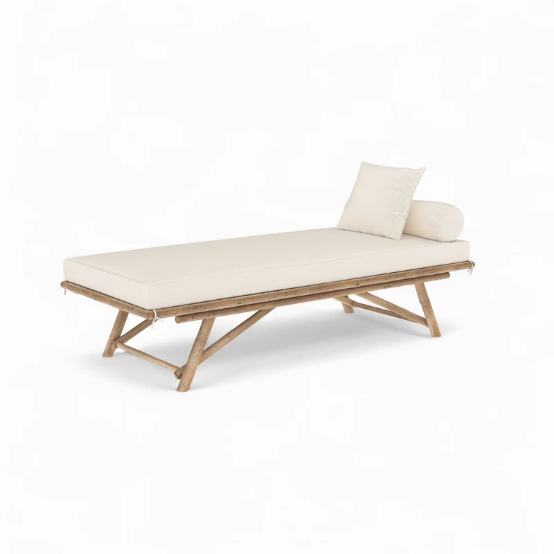 Banquette de jardin Vadella en bambou avec matelas