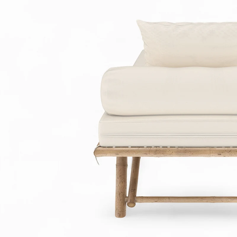 Banquette de jardin Vadella en bambou avec matelas