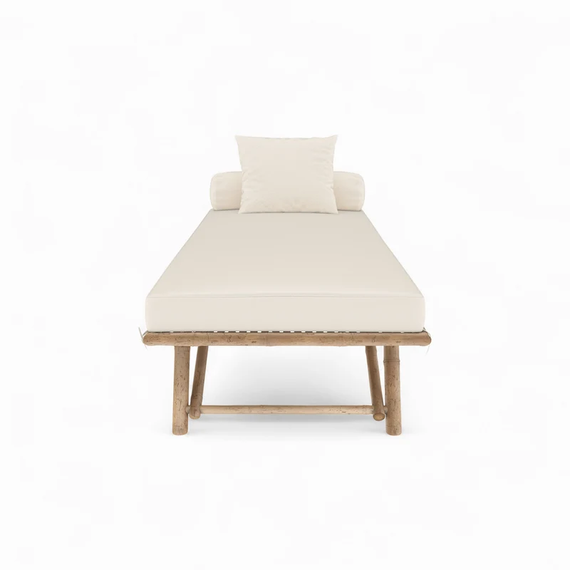 Banquette de jardin Vadella en bambou avec matelas