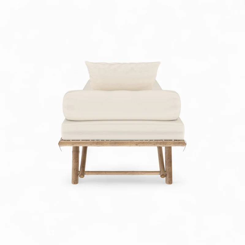 Banquette de jardin Vadella en bambou avec matelas