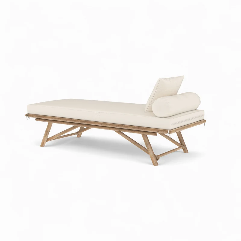 Banquette de jardin Vadella en bambou avec matelas
