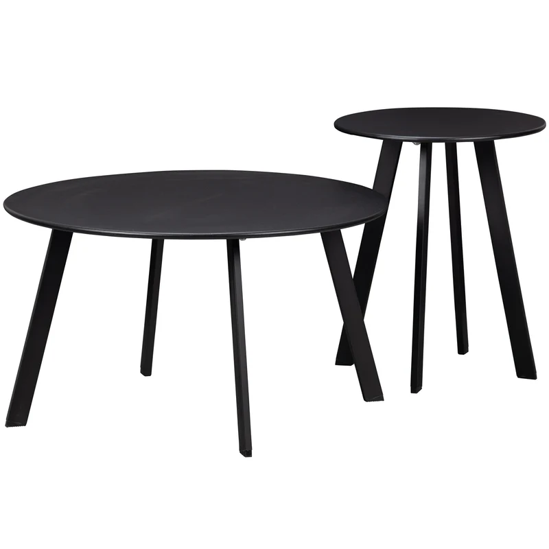 Fer bijzettafel buiten metaal zwart ø70 cm
