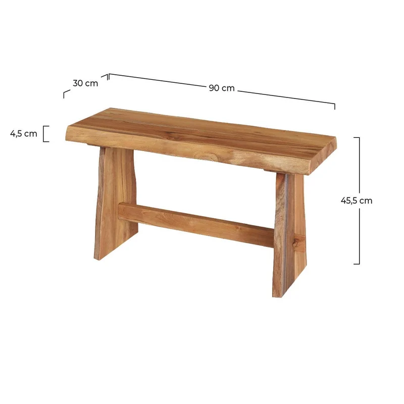 Banc Vic en bois de teck recyclé 90 cm