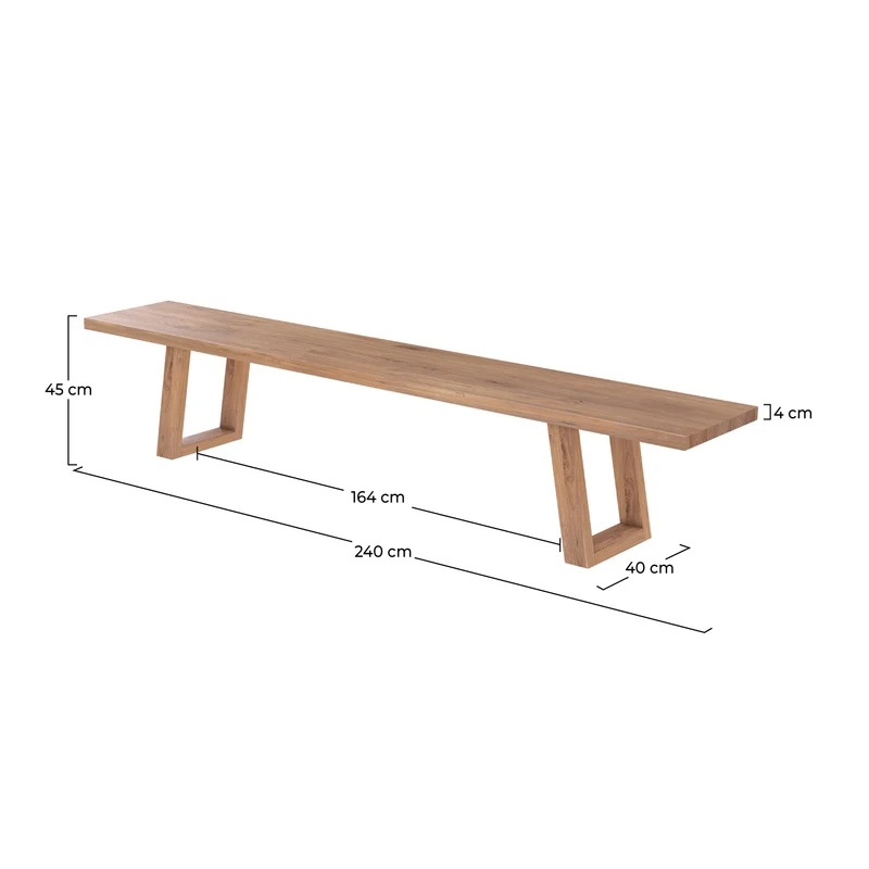 Banc Marie en bois de teck recyclé 240 cm