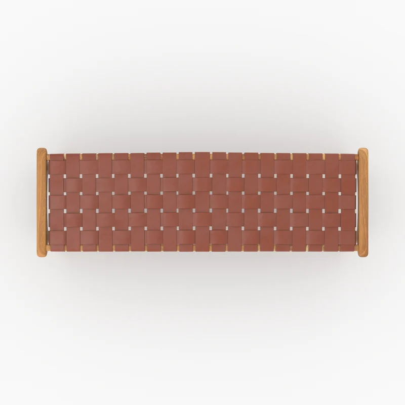 Banc Kuna 120 cm en cuir tressé marron