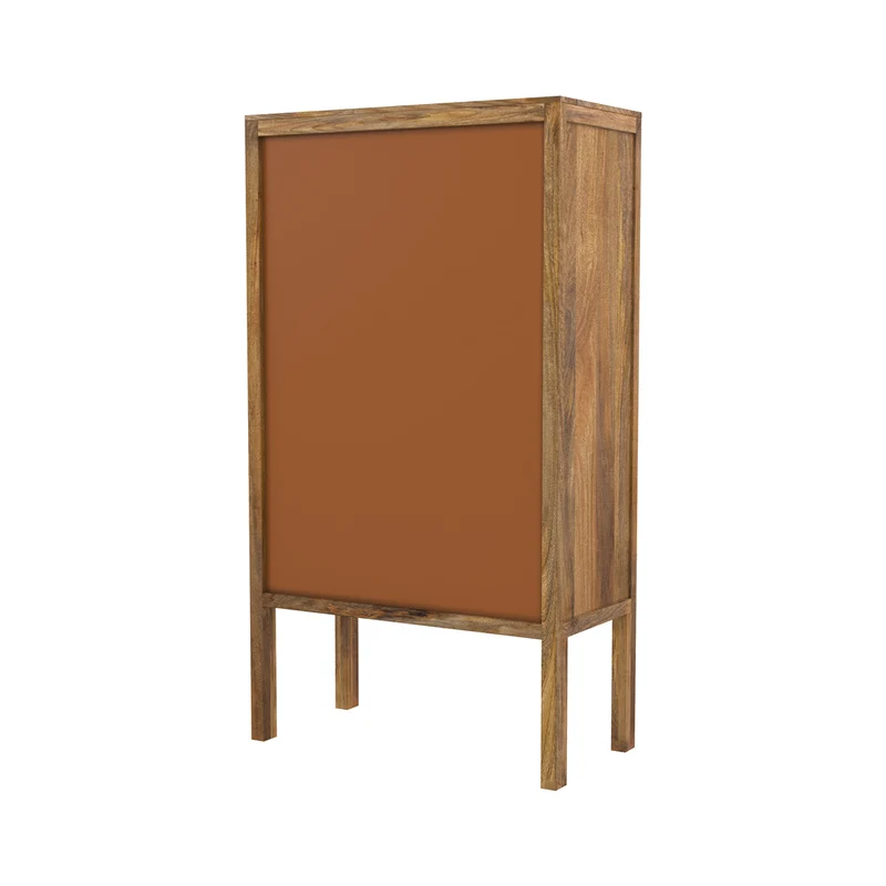 Armoire Tiki en cannage 2 portes en bois