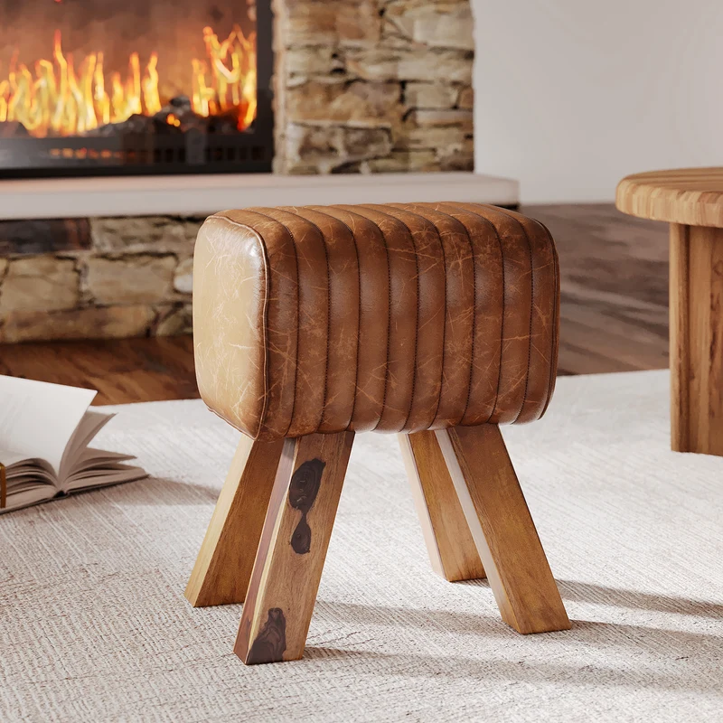 Tabouret Morena en cuir marron