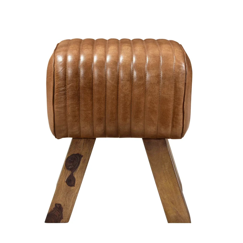 Tabouret Morena en cuir marron