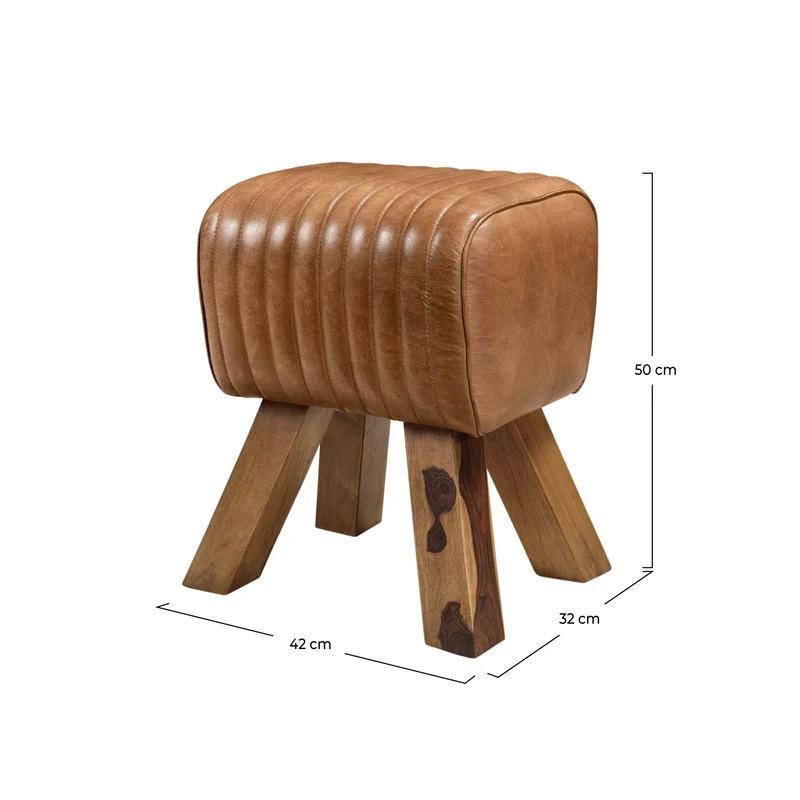 Tabouret Morena en cuir marron