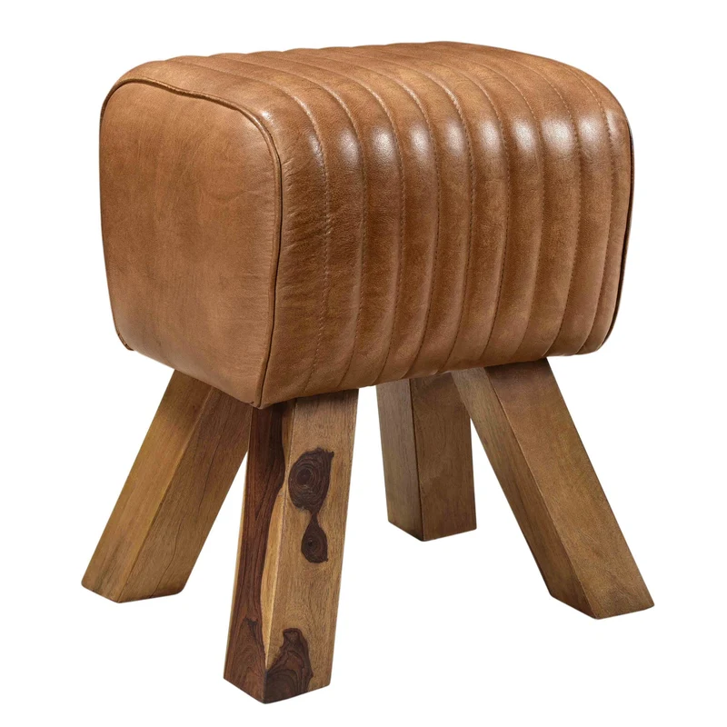 Tabouret Morena en cuir marron